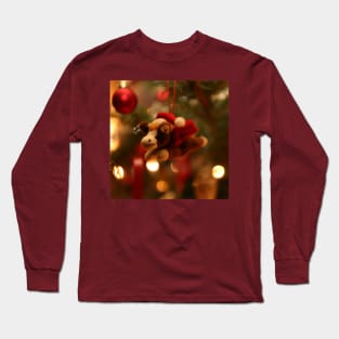 Flying Christmas Pony with Santa Hat and Wings Long Sleeve T-Shirt